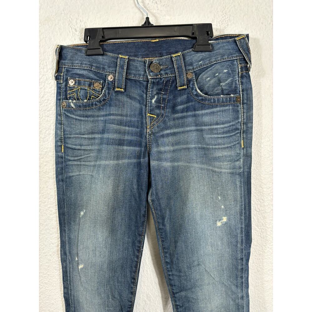 True Religion Jeans‎ Size 24 Denim Brianna Cotton Blue Low Rise Distressed - Picture 2 of 16